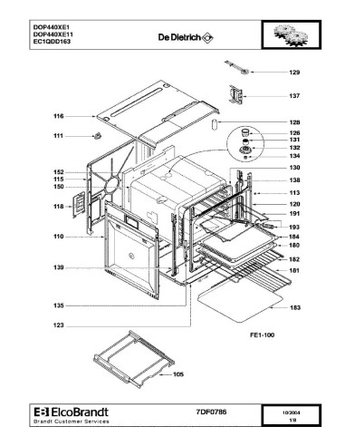 Pièces détachées DE DIETRICH DOP440XE1 DOP440XE11 7DF0786 