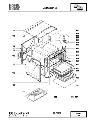 Pièces détachées DE DIETRICH DOP450BE1 DOP450BE11 7DF0797 Annee 0 7DF0797 