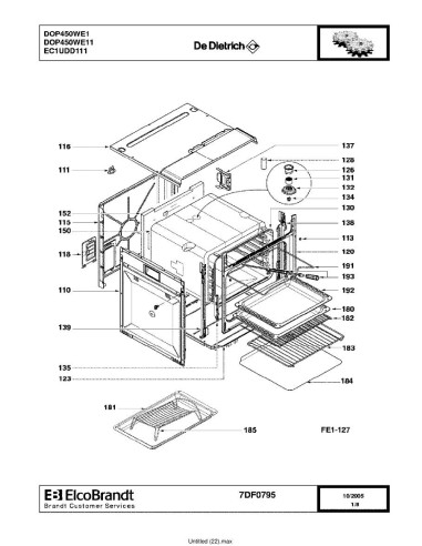 Pièces détachées DE DIETRICH DOP450WE1 DOP450WE11 7DF0795 