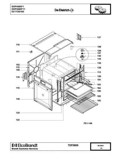 Pièces détachées DE DIETRICH DOP458XF1 7DF0809 Annee 0 7DF0809 