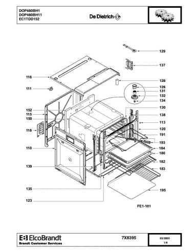 Pièces détachées DE DIETRICH DOP460BH1 DOP460BH11 7X8395 Annee 0 7X8395 