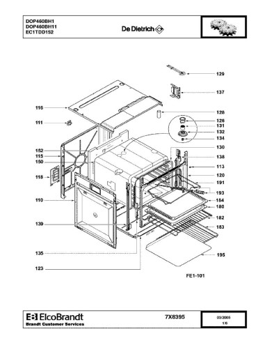 Pièces détachées DE DIETRICH DOP460BH1 DOP460BH11 7X8395 