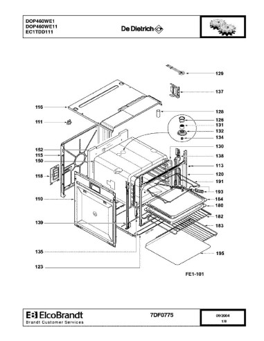 Pièces détachées DE DIETRICH DOP460WE1 DOP460WE11 7DF0775 