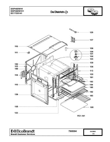 Pièces détachées DE DIETRICH DOP460WH1 DOP460WH11 7X8394 