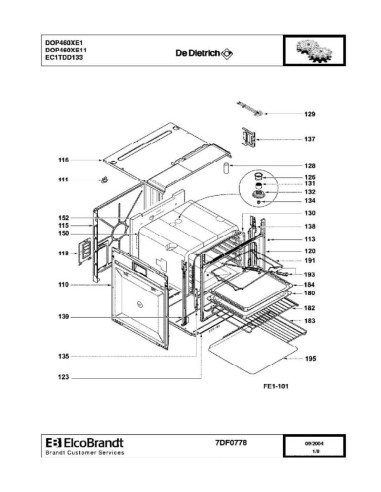 Pièces détachées DE DIETRICH DOP460XE1 DOP460XE11 7DF0778 