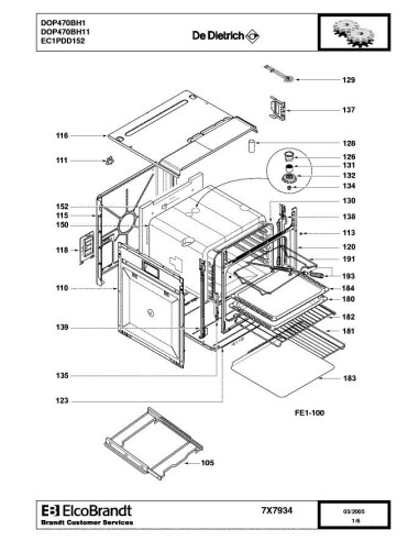 Pièces détachées DE DIETRICH DOP470BH1 7X7934 Annee 0 7X7934 