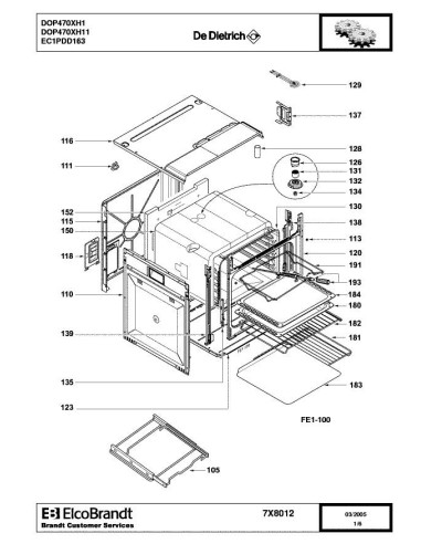 Pièces détachées DE DIETRICH DOP470XH1 7X8012 Annee 0 7X8012 