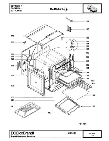 Pièces détachées DE DIETRICH DOP490BH1 7X9490 Annee 0 7X9490 