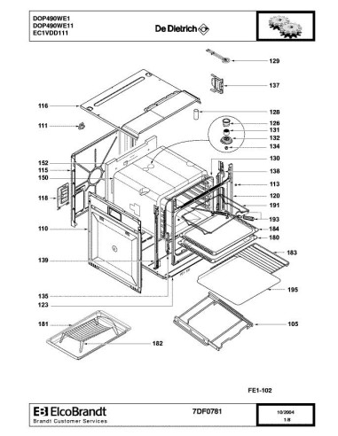 Pièces détachées DE DIETRICH DOP490WE1 7DF0781 Annee 0 7DF0781 