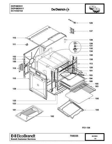Pièces détachées DE DIETRICH DOP490XH1 7X8335 Annee 0 7X8335 