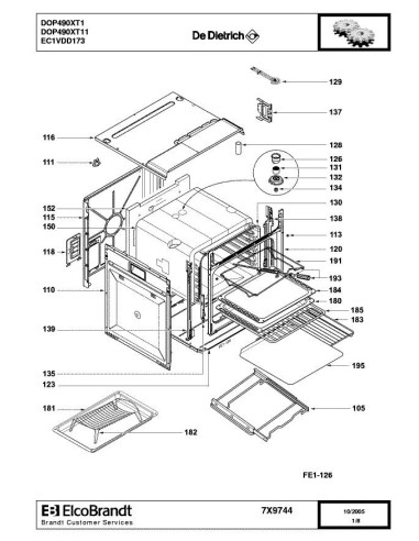 Pièces détachées DE DIETRICH DOP490XT1 7X9744 Annee 0 7X9744 