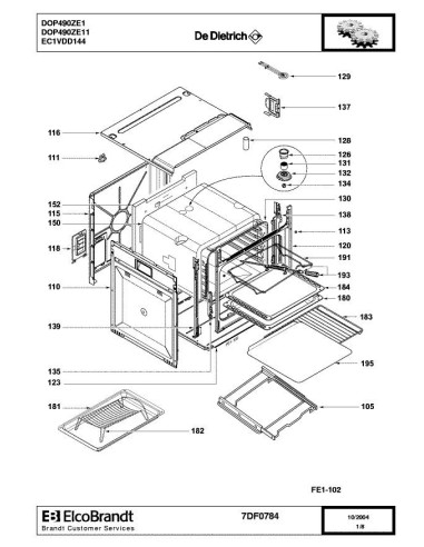 Pièces détachées DE DIETRICH DOP490ZE1 7DF0784 Annee 0 7DF0784 