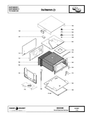 Pièces détachées DE DIETRICH DOP499XD1 DOP499XD11 8X0398 