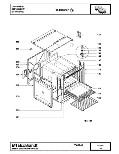 Pièces détachées DE DIETRICH DOP505BE1 7X8941 Annee 0 7X8941 