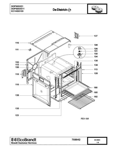 Pièces détachées DE DIETRICH DOP505XE1 7X8942 Annee 0 7X8942 