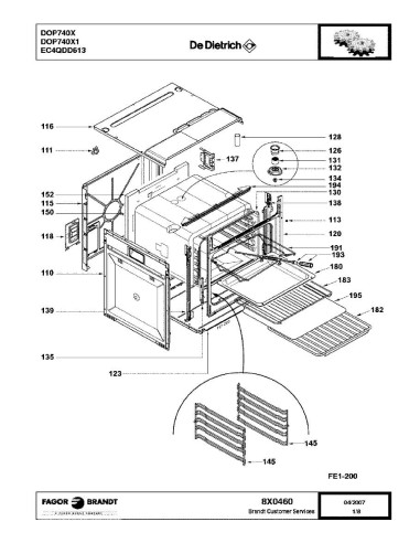 Pièces détachées DE DIETRICH DOP740X DOP740X1 DOP740X2 8X0460 