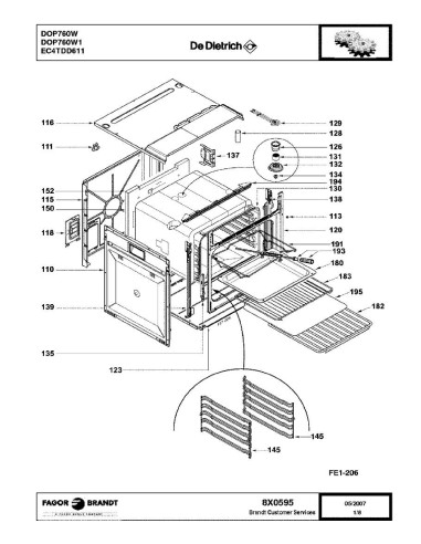 Pièces détachées DE DIETRICH DOP760 DOP760W1 