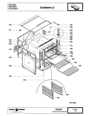 Pièces détachées DE DIETRICH DOP760X 8X0593 Annee 0 8X0593 
