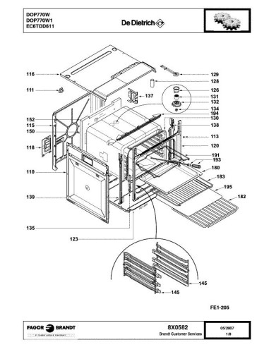 Pièces détachées DE DIETRICH DOP770W 8X0582 Annee 0 8X0582 