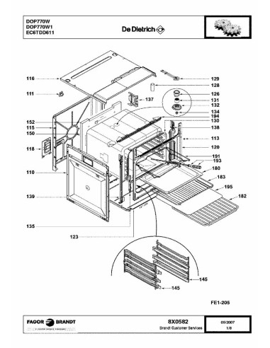 Pièces détachées DE DIETRICH DOP770W1 DOP770W1 