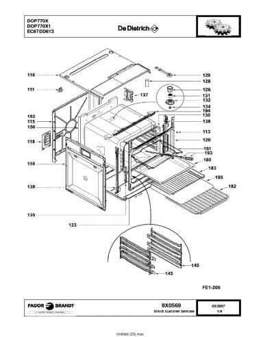 Pièces détachées DE DIETRICH DOP770X DOP770X1 8X0569 