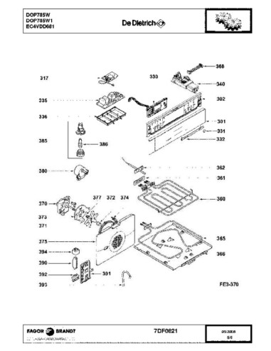 Pièces détachées DE DIETRICH DOP785W DOP785W1 DOP785W2 
