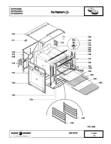 Pièces détachées DE DIETRICH DOP840BB DOP840BB1 DOP840BB2 