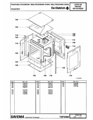 Pièces détachées DE DIETRICH FA4447E3 7DF0366 Annee 0 7DF0366 