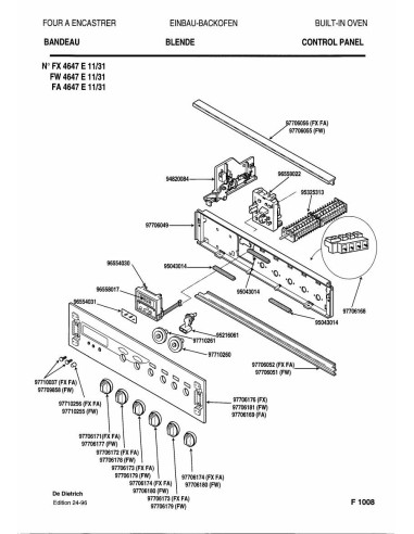 Pièces détachées DE DIETRICH FA4647E0 7DF0192 Annee 0 7DF0192 