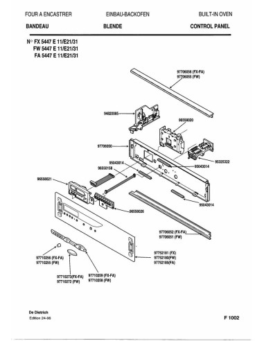 Pièces détachées DE DIETRICH FA5447E2 REP-005302 REP-005365 Annee 0 REP-005302 