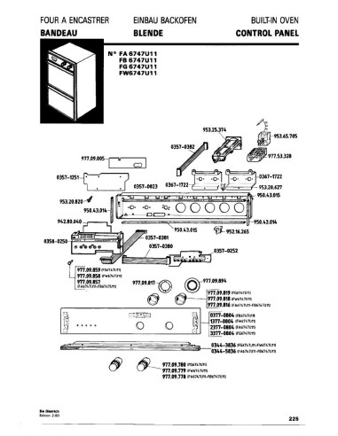 Pièces détachées DE DIETRICH FA6747U1 FA6747U11 