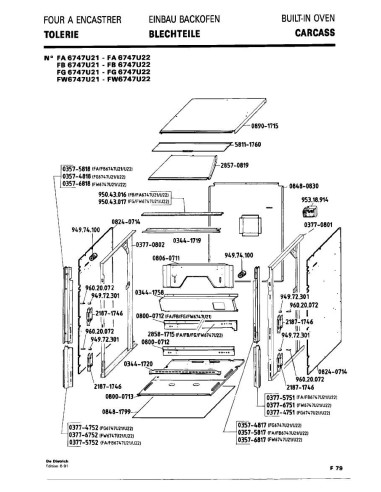 Pièces détachées DE DIETRICH FA6747U2 FA6747U21 FA6747U22 