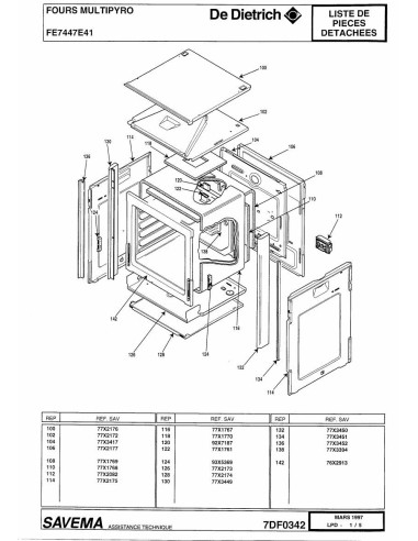 Pièces détachées DE DIETRICH FE7447E4 7DF0342 7DF0402 Annee 0 7DF0342 