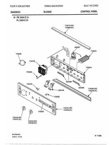 Pièces détachées DE DIETRICH FK2434E3 FK2434E31 7DF0314 Annee 0 7DF0314 