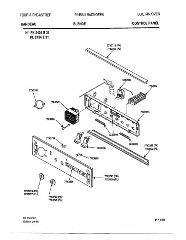 Pièces détachées DE DIETRICH FK2434E3 FK2434E31 7DF0314 