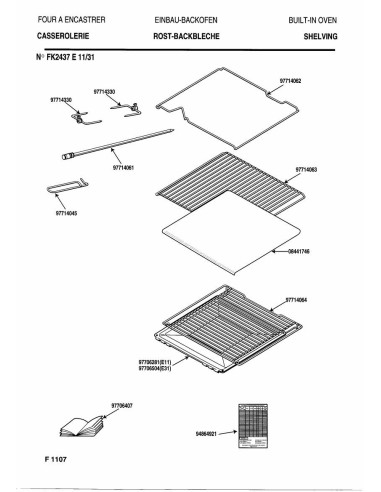 Pièces détachées DE DIETRICH FK2437E1 7DF0211 Annee 0 7DF0211 