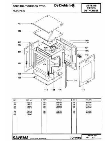 Pièces détachées DE DIETRICH FL2437E3 7DF0317 7DF0405 Annee 0 7DF0405 