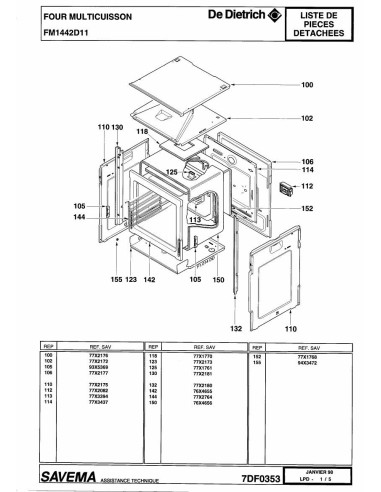 Pièces détachées DE DIETRICH FM1442D1 7DF0353 7DF0419 Annee 0 7DF0353 