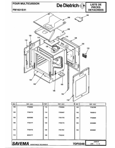 Pièces détachées DE DIETRICH FM1631E4 7DF0348 Annee 0 7DF0348 