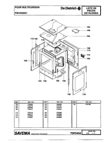 Pièces détachées DE DIETRICH FM1632D2 FM1632D21 