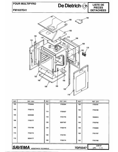 Pièces détachées DE DIETRICH FM1637E4 7DF0347 Annee 0 7DF0347 