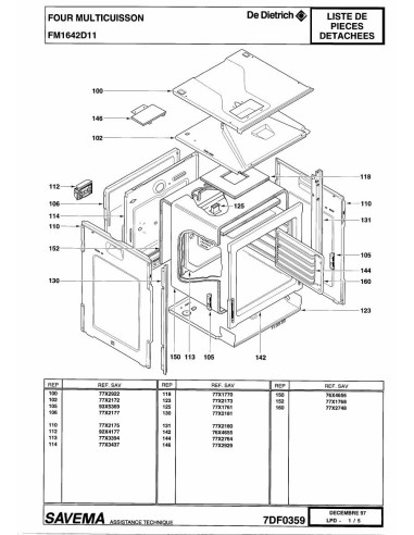 Pièces détachées DE DIETRICH FM1642D1 7DF0359 Annee 0 7DF0359 