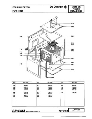 Pièces détachées DE DIETRICH FM1648D2 FM1648D21 