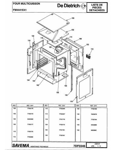 Pièces détachées DE DIETRICH FM4441E4 7DF0346 Annee 0 7DF0346 