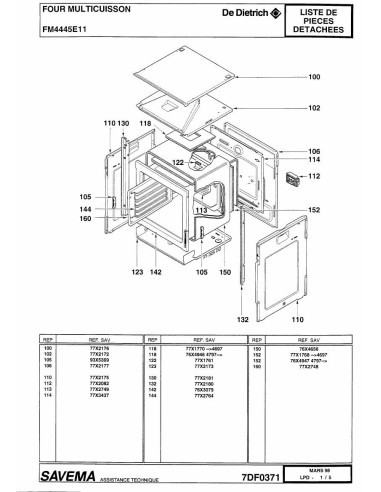 Pièces détachées DE DIETRICH FM4445E1 7DF0371 7DF0406 Annee 0 7DF0371 