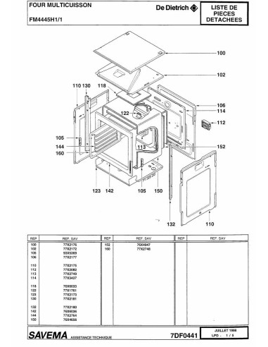 Pièces détachées DE DIETRICH FM4445H1 7DF0441 Annee 0 7DF0441 