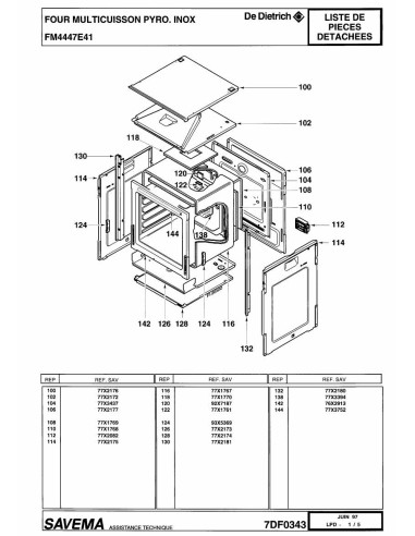 Pièces détachées DE DIETRICH FM4447E4 7DF0343 Annee 0 7DF0343 