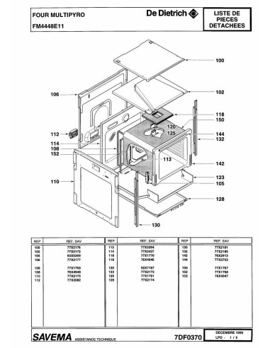 Pièces détachées DE DIETRICH FM4448E1 7DF0370 7DF0403 Annee 0 7DF0370 