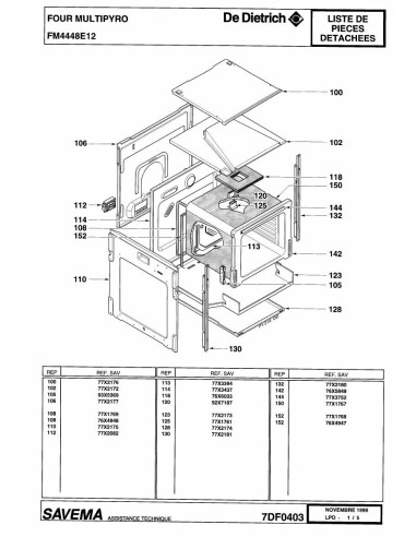 Pièces détachées DE DIETRICH FM4448E1 7DF0370 7DF0403 Annee 0 7DF0403 