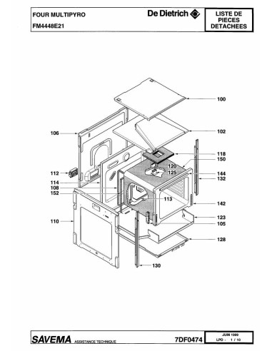 Pièces détachées DE DIETRICH FM4448E2 7DF0474 Annee 0 7DF0474 